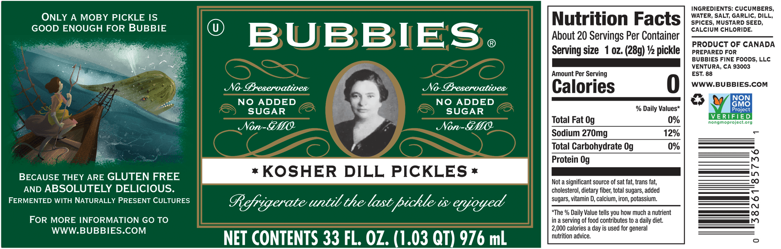 BUBBIES KOSHER DILL PICKLES