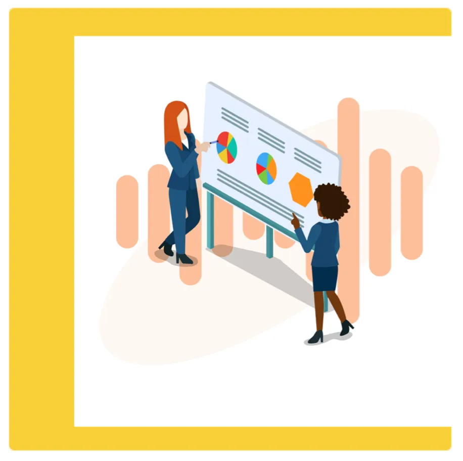 A discussion around a whiteboard.