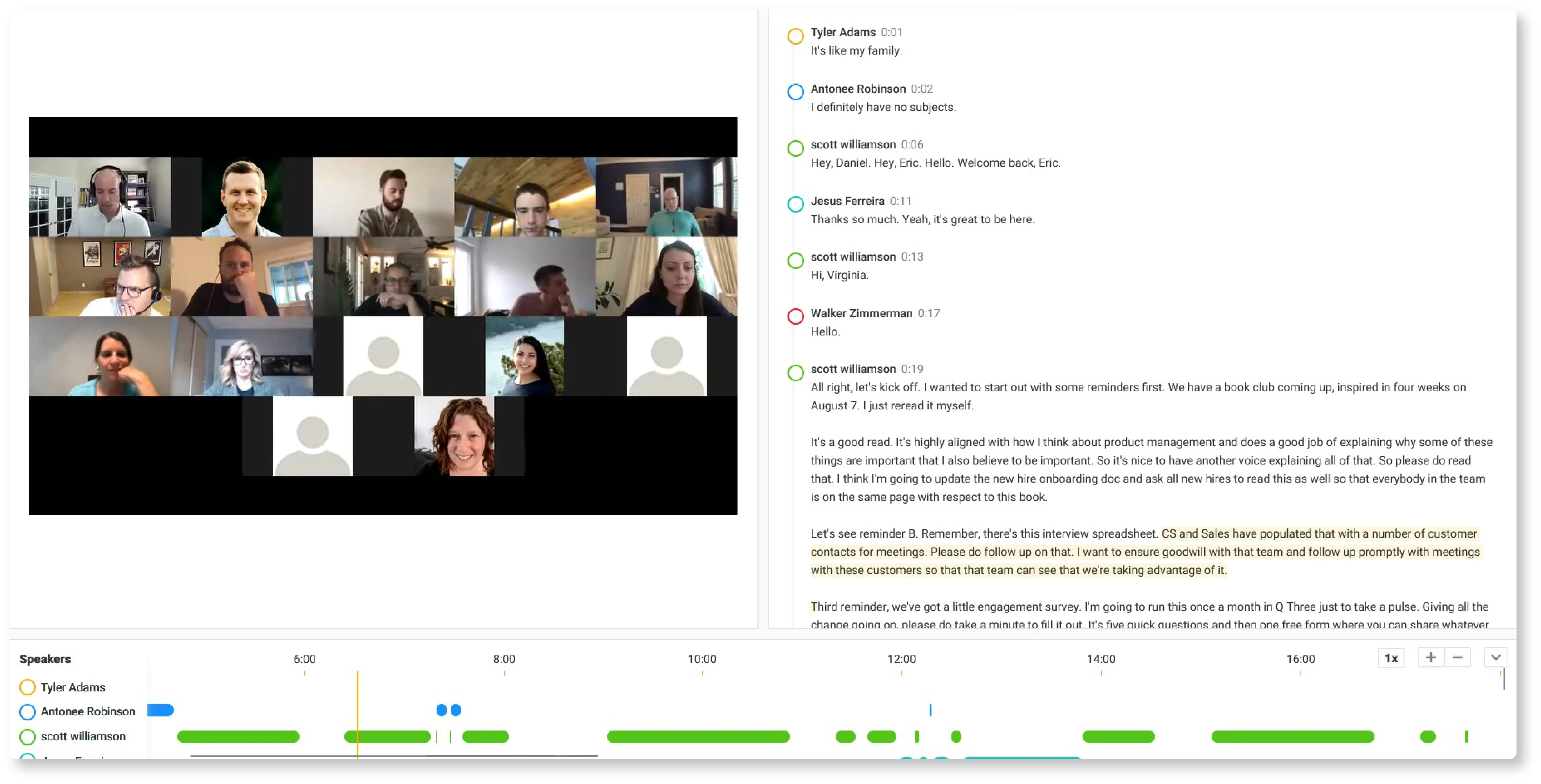 app screenshot - meeting transcription
