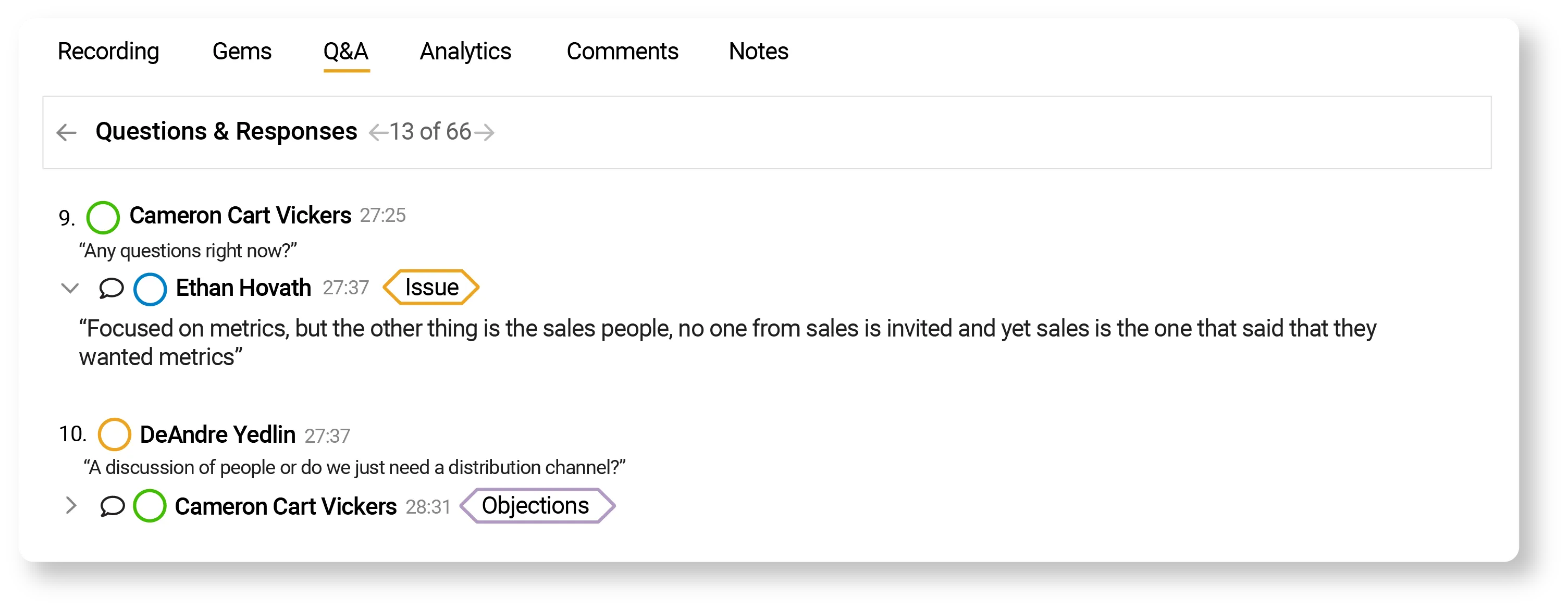  app screenshot - Q&A tab
