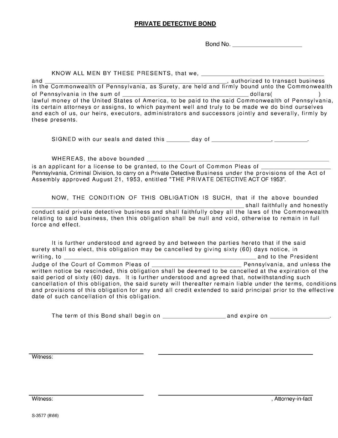 Commonwealth of Pennsylvania Private Detective Bond EZ Surety Bonds