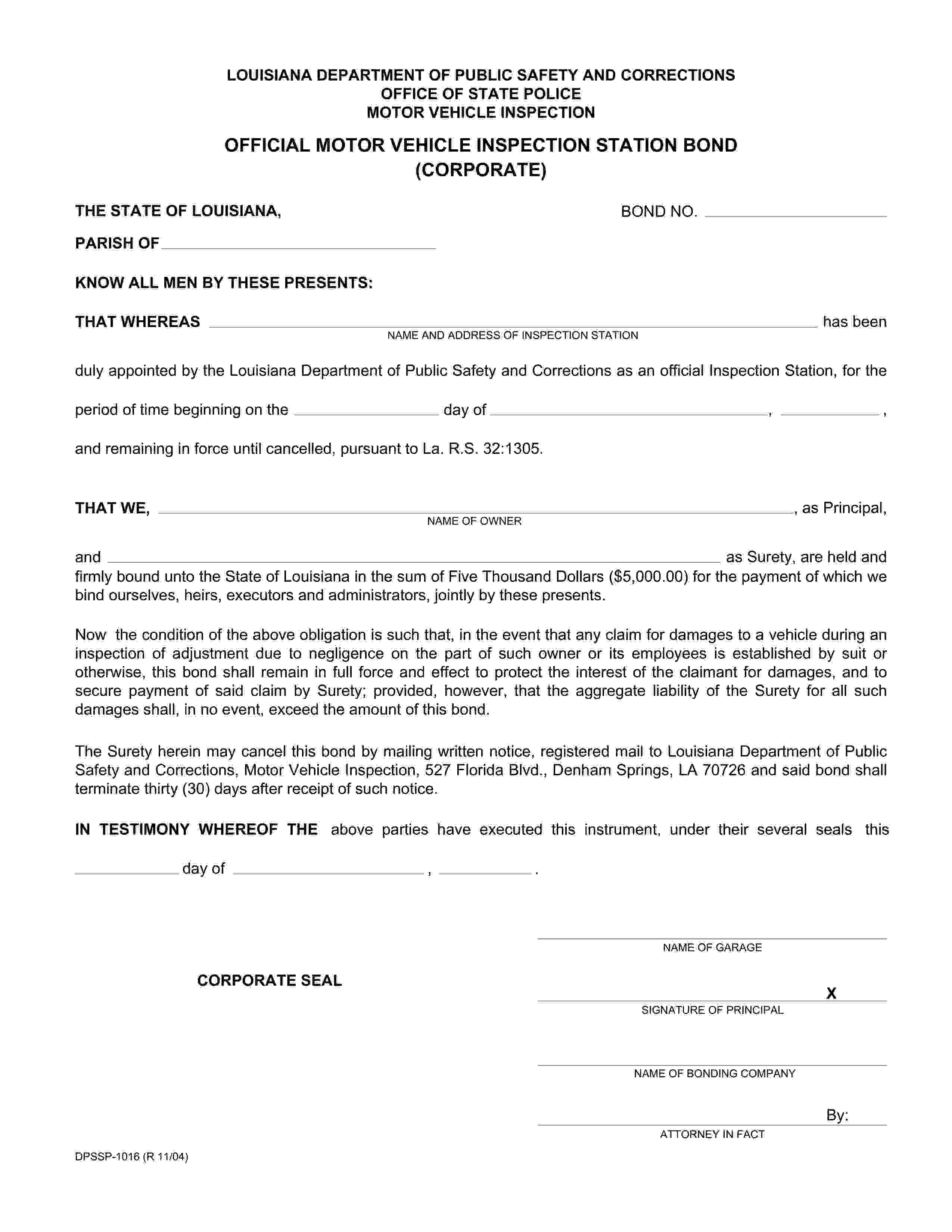 Motor Vehicle Inspection Station Bond EZ Surety Bonds