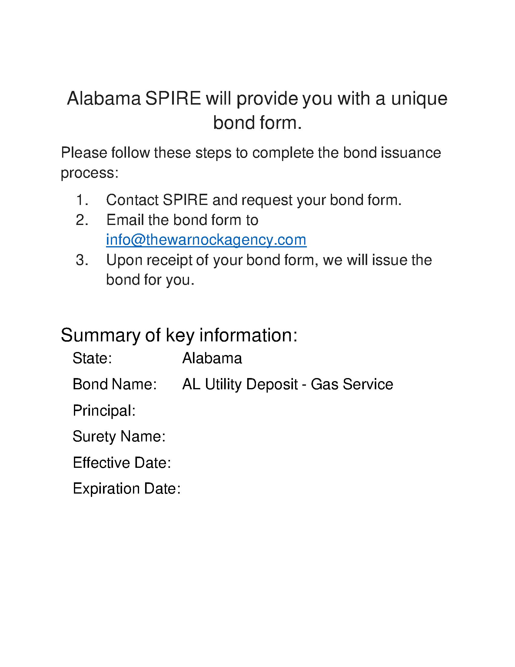 SPIRE Utility Deposit Gas Service Bond EZ Surety Bonds