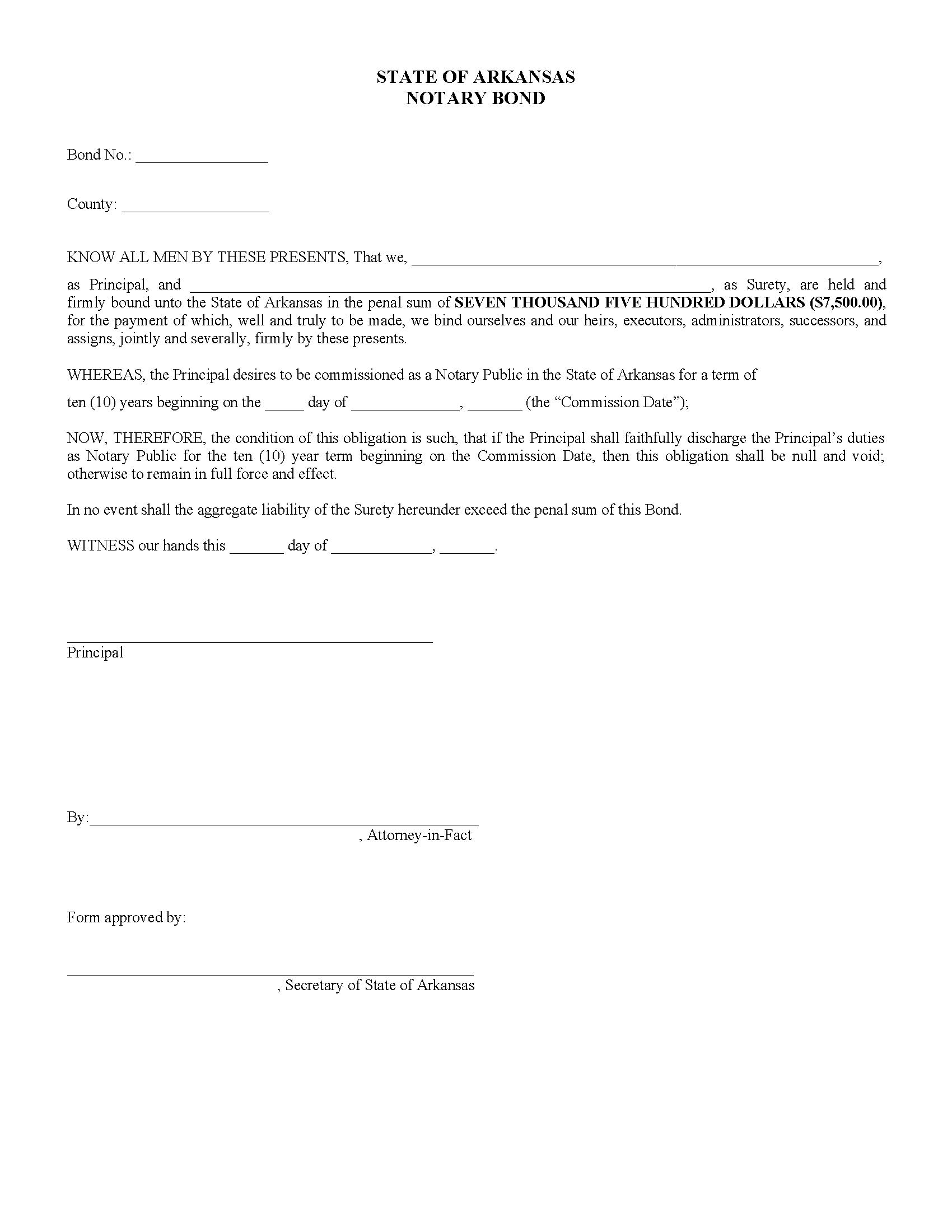 State of Arkansas Notary Public Bond EZ Surety Bonds