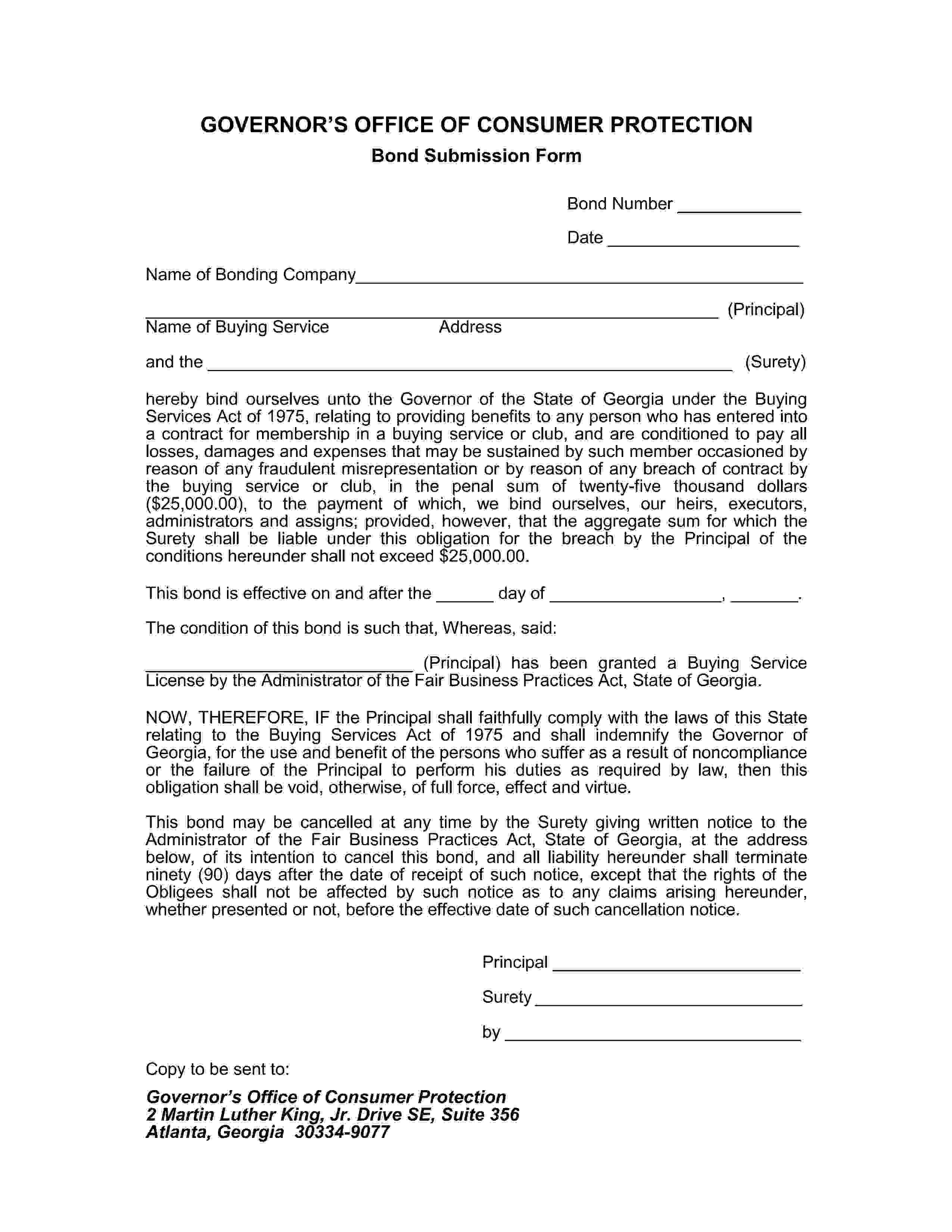 Georgia Electronic Consumer Products Or Home Warranty Surety Bond