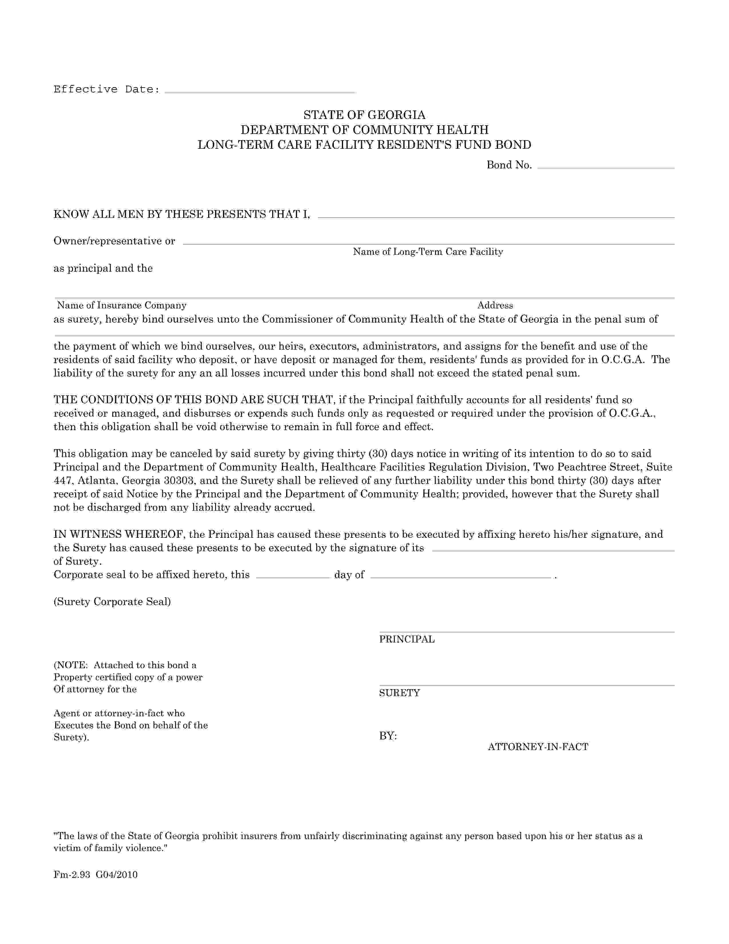 State of LongTerm Care Facility Resident's Fund Bond EZ