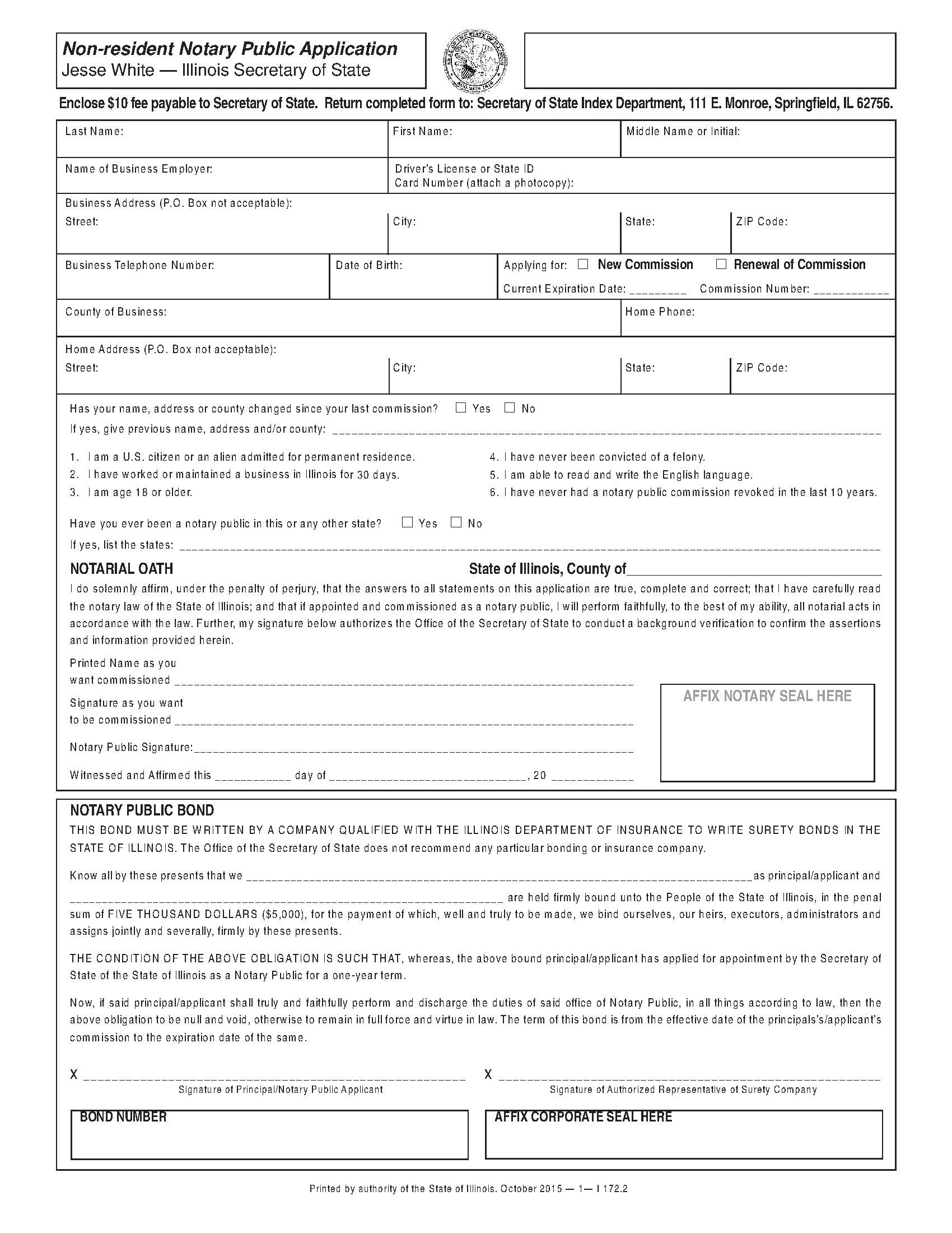 State of Illinois NonResident Notary Public Bond EZ Surety Bonds