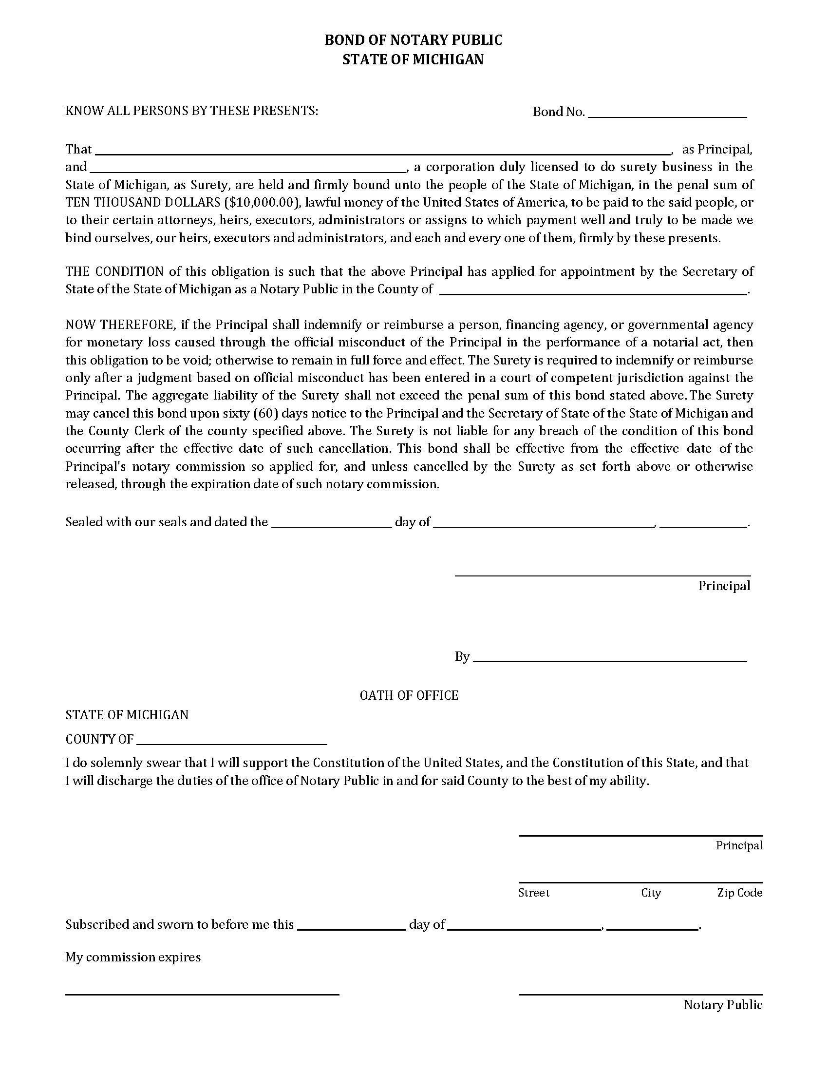 Michigan Notary Bonds EZ Surety Bonds