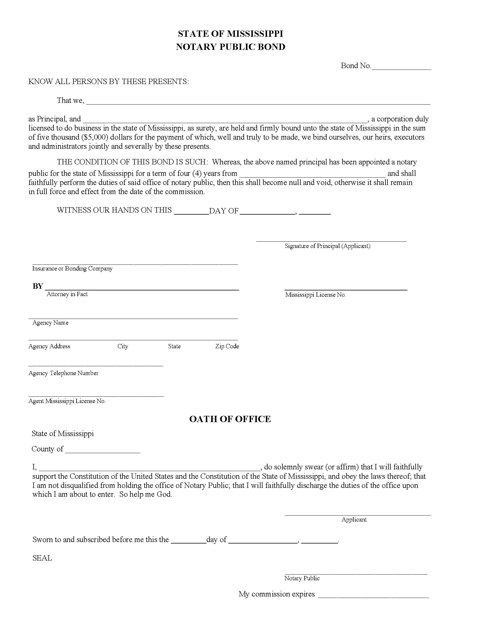 State of Mississippi Notary Public Bond EZ Surety Bonds