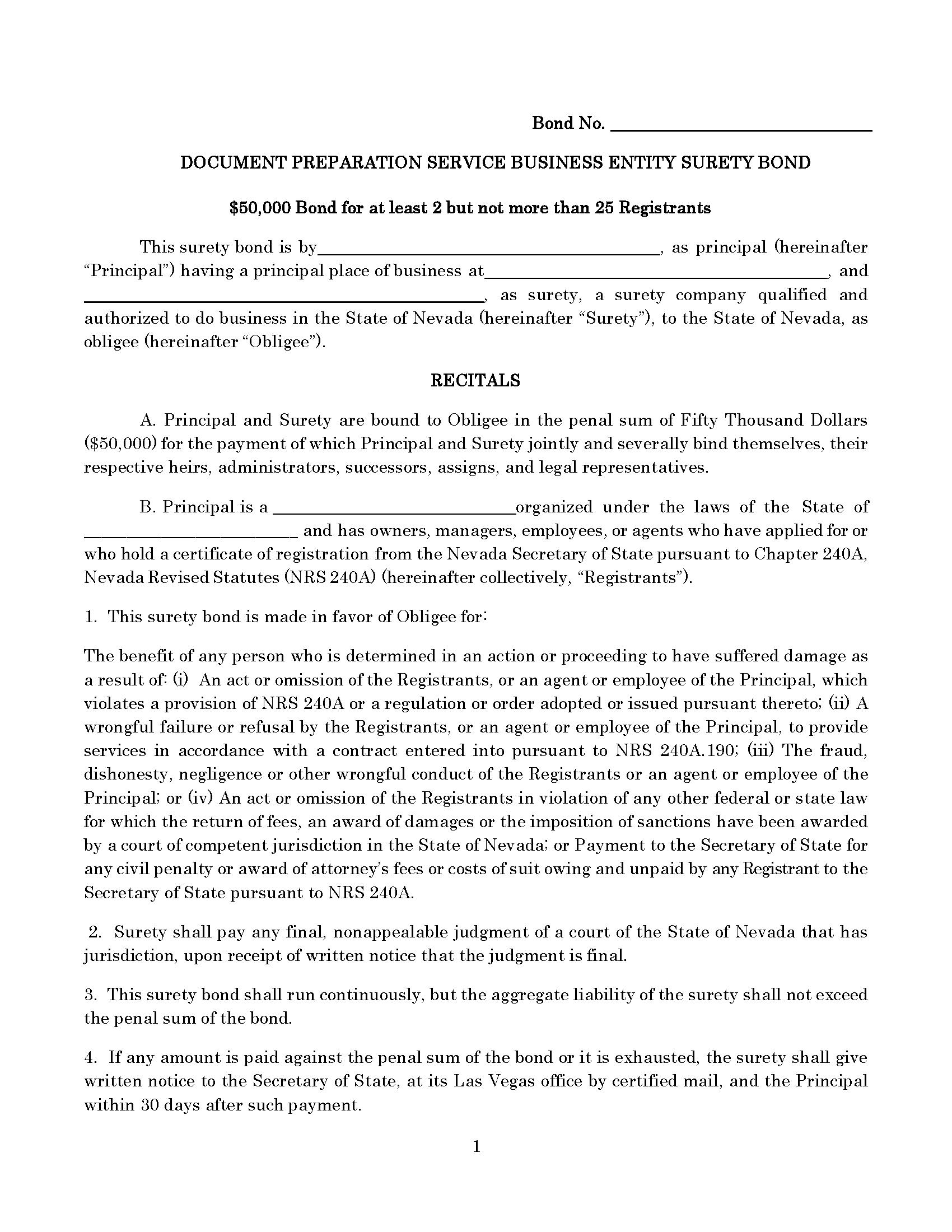 State of Nevada Document Preparation Service - Business Entity with 2 ...