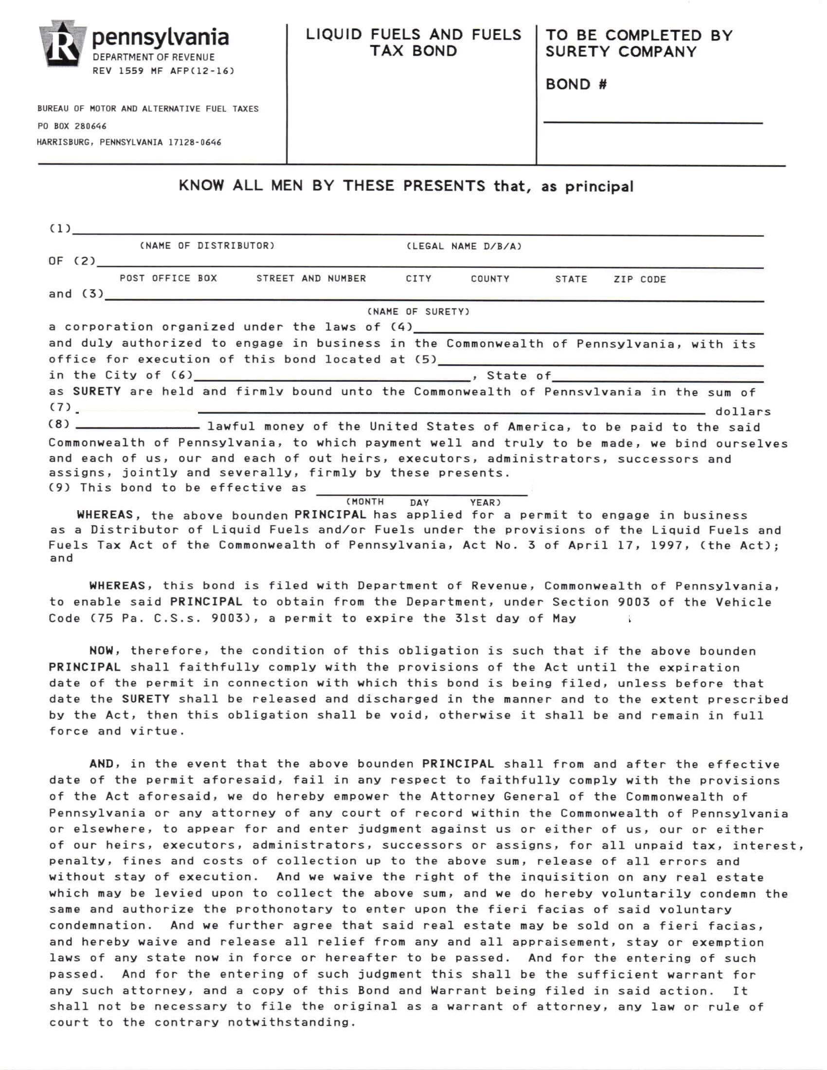 Commonwealth of Pennsylvania Liquid Fuels and Fuels Tax Bond EZ