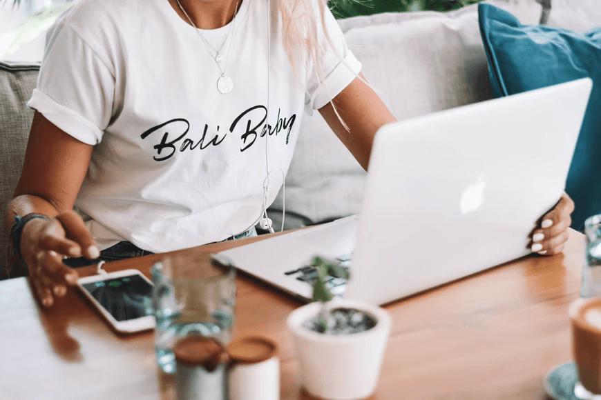 Influencer wearing Bali Baby graphic shirt