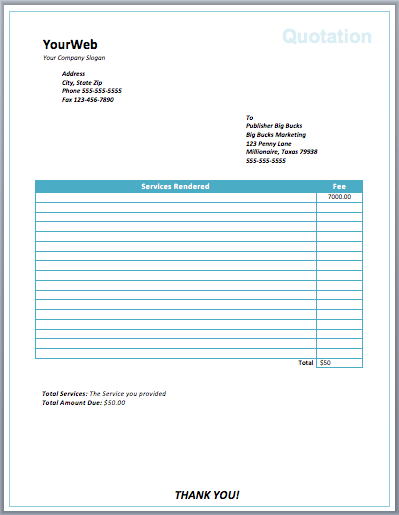 Freelance Quotation Template Sample