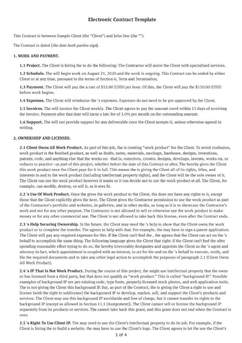 Electronic Contract Template