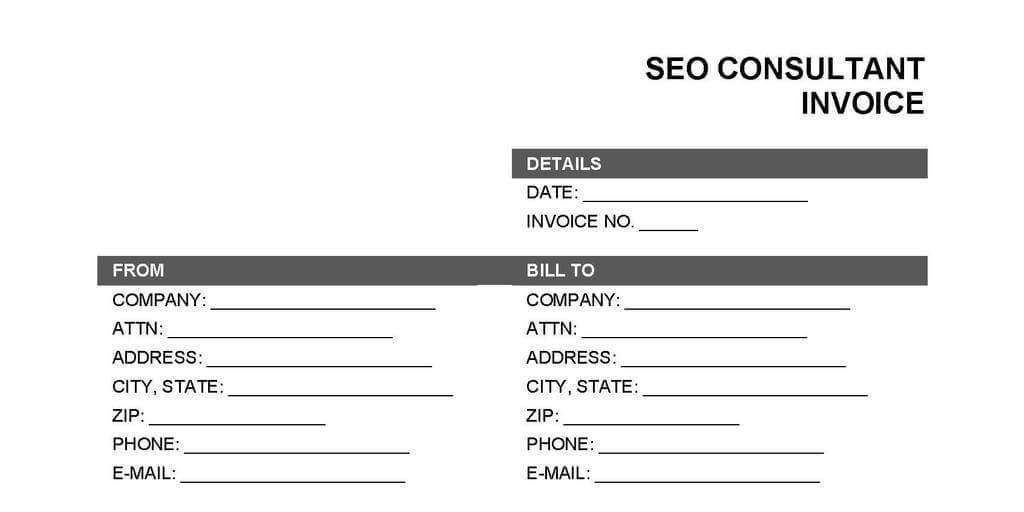 SEO Invoice Template Sample