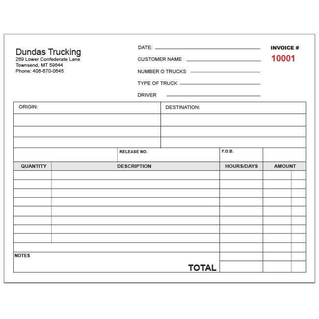 Trucking Invoice Template Sample