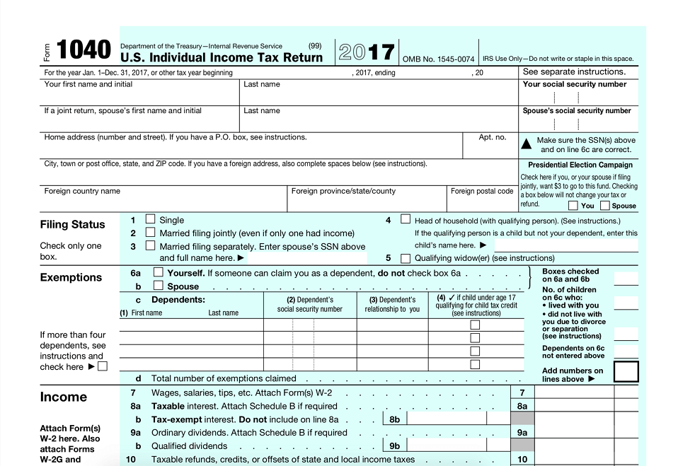 Extract of form 1040