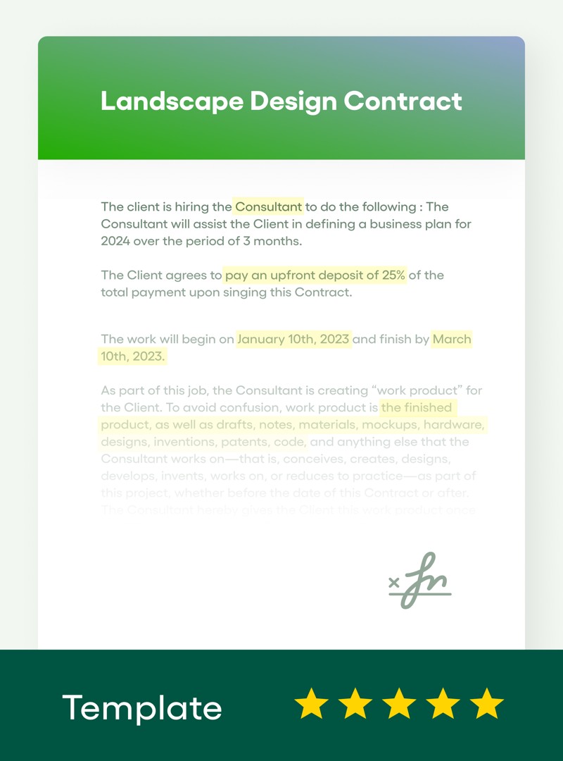Free Landscape Design Contract Template | Download - Bonsai