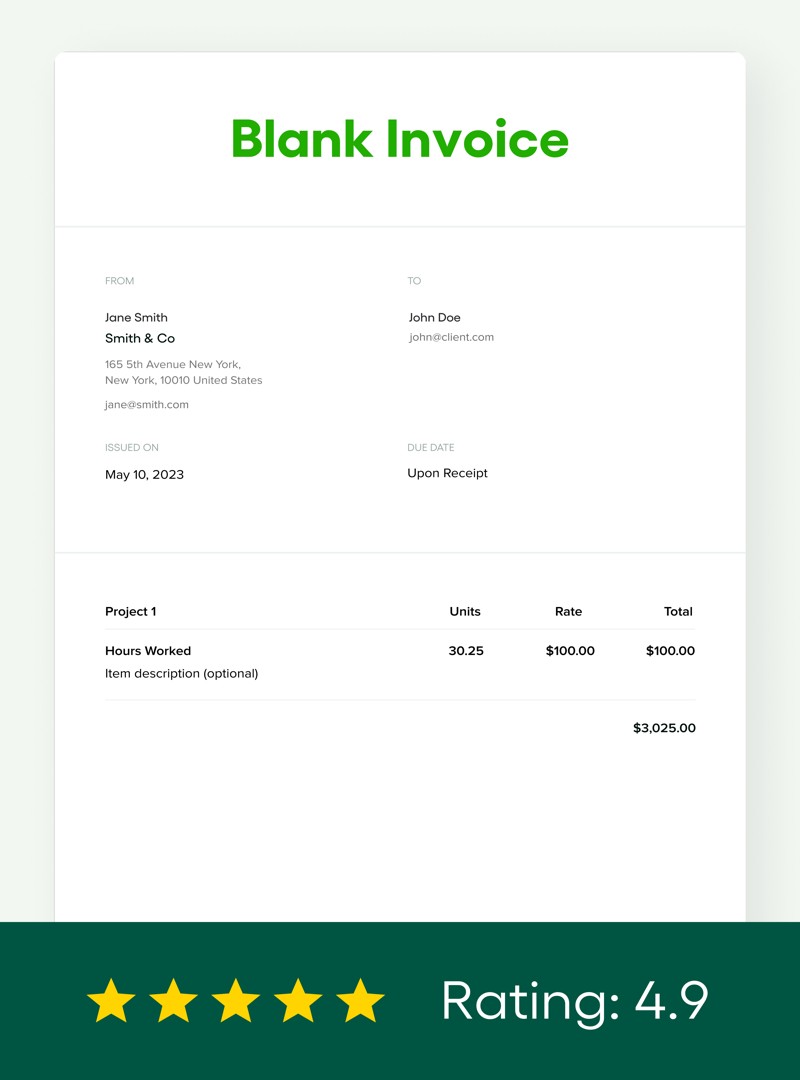 Free Blank Invoice Template | Fill, Download & Send | Updated in 2023 -  Bonsai
