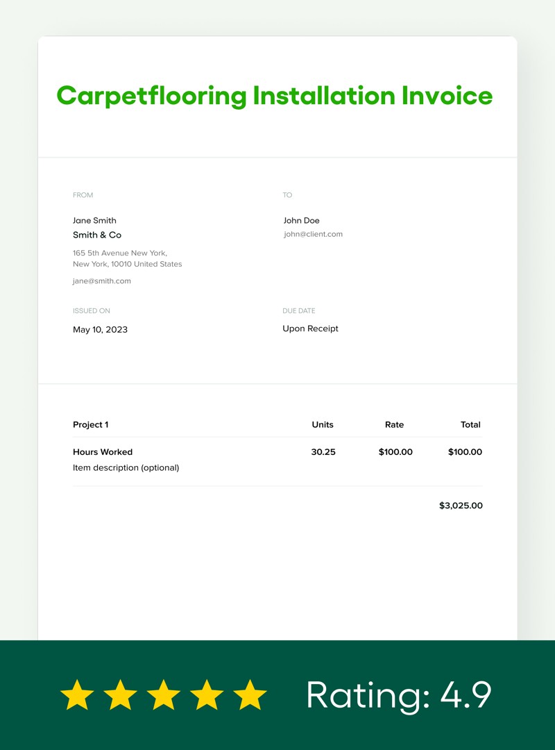 Carpetflooring Installation Invoice Template (FREE 2022 Updated) Bonsai
