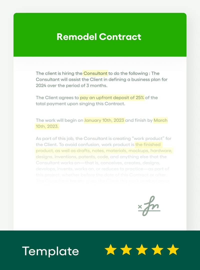 Remodel Contract Template