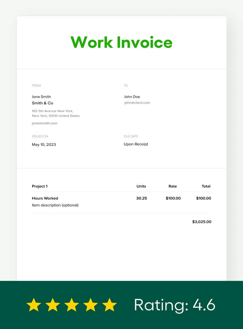 Free Work Invoice Template