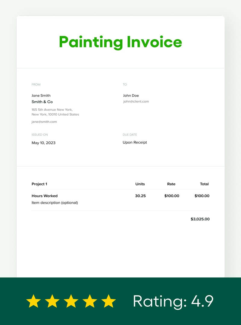 Free Painting Invoice Template Bonsai