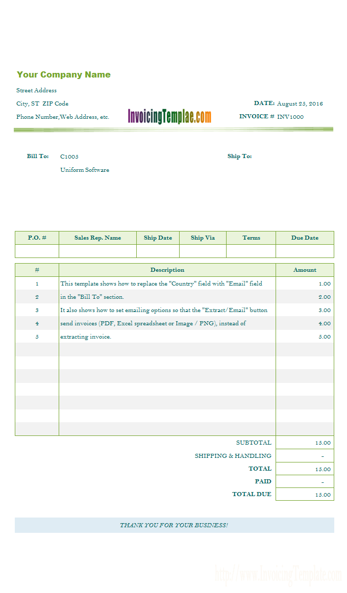 Invoice Template for Email