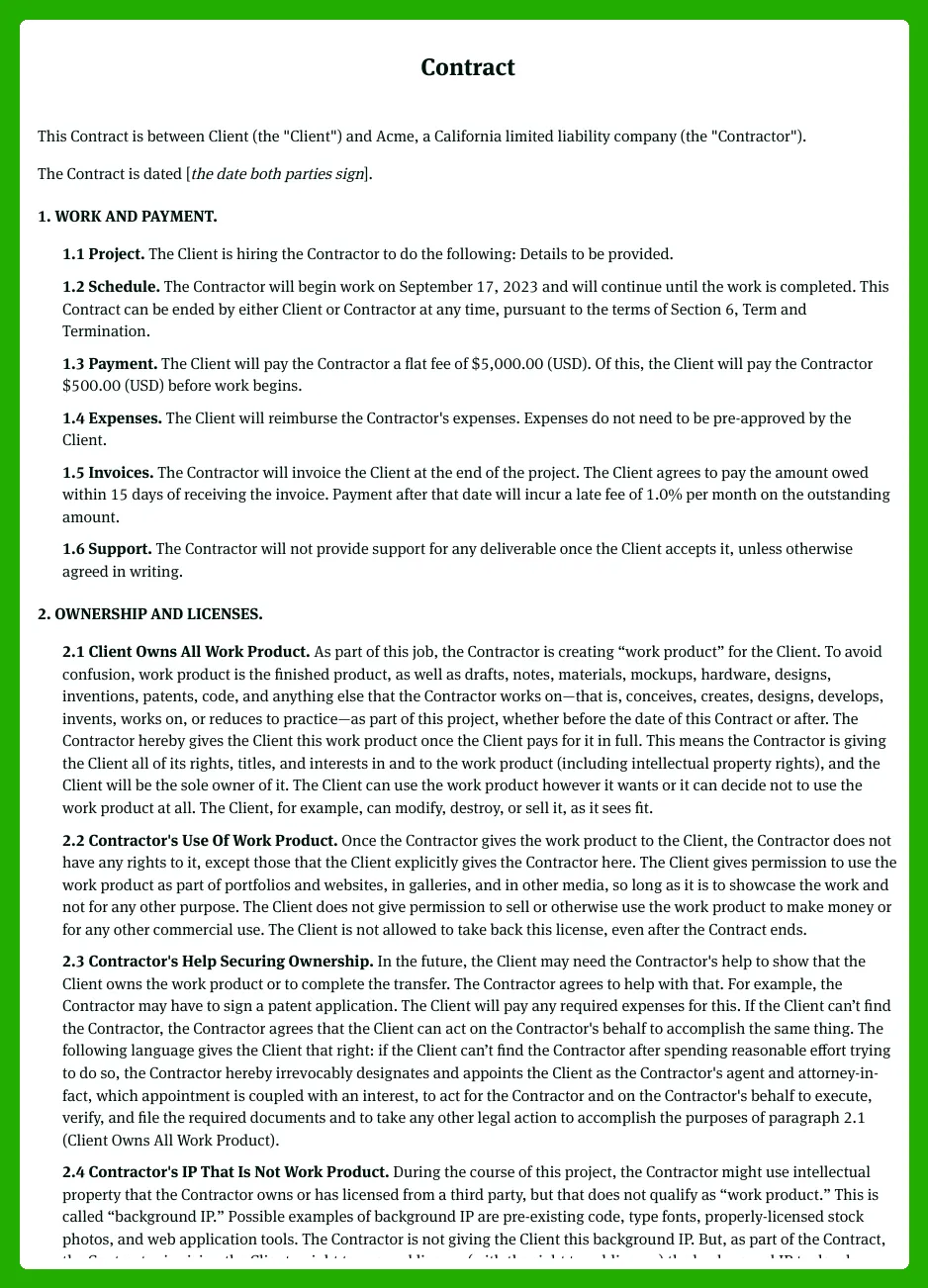 Free Online Contract Maker Bonsai