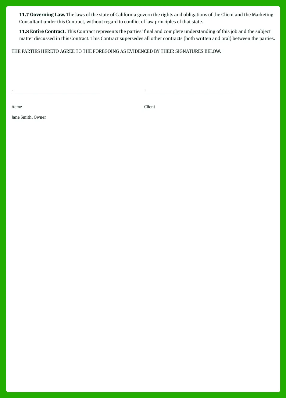 Free Marketing Consultant Agreement Template