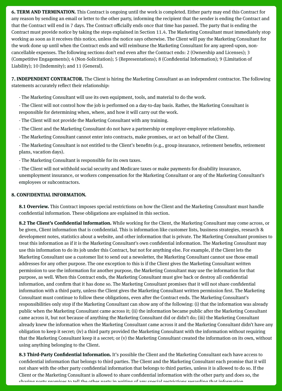 Free Marketing Consultant Agreement Contract Template Updated in