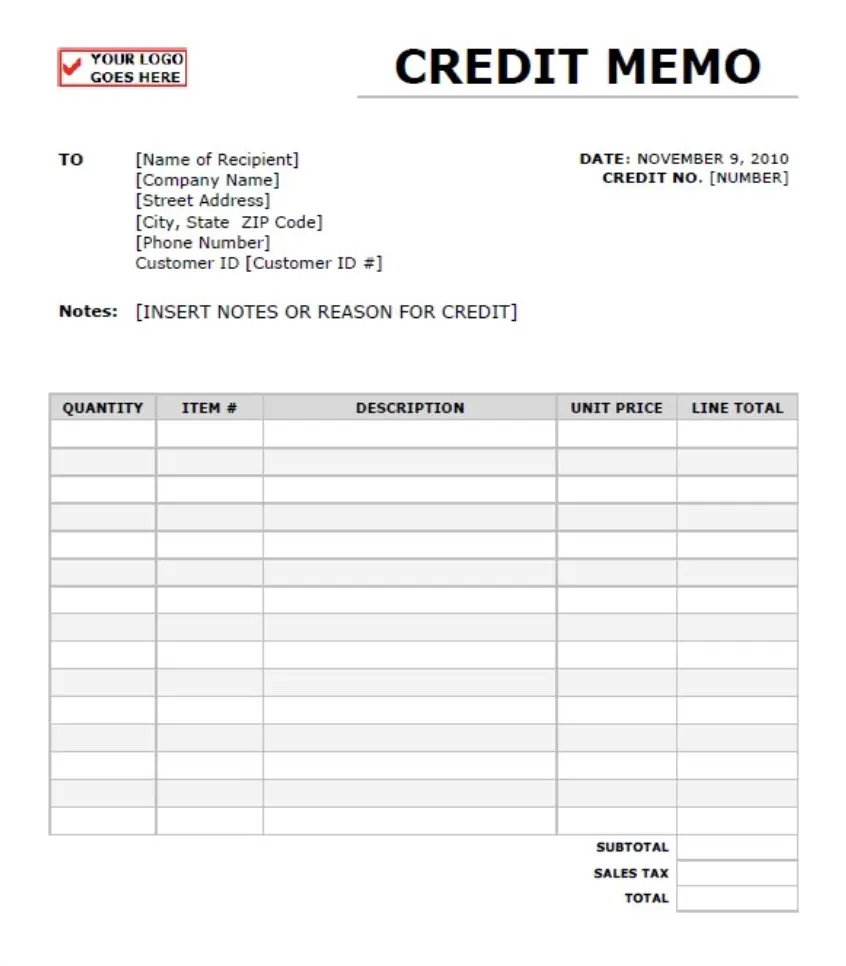 Credit memo