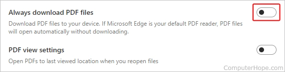 Microsoft Edge, default PDF settings, customization
