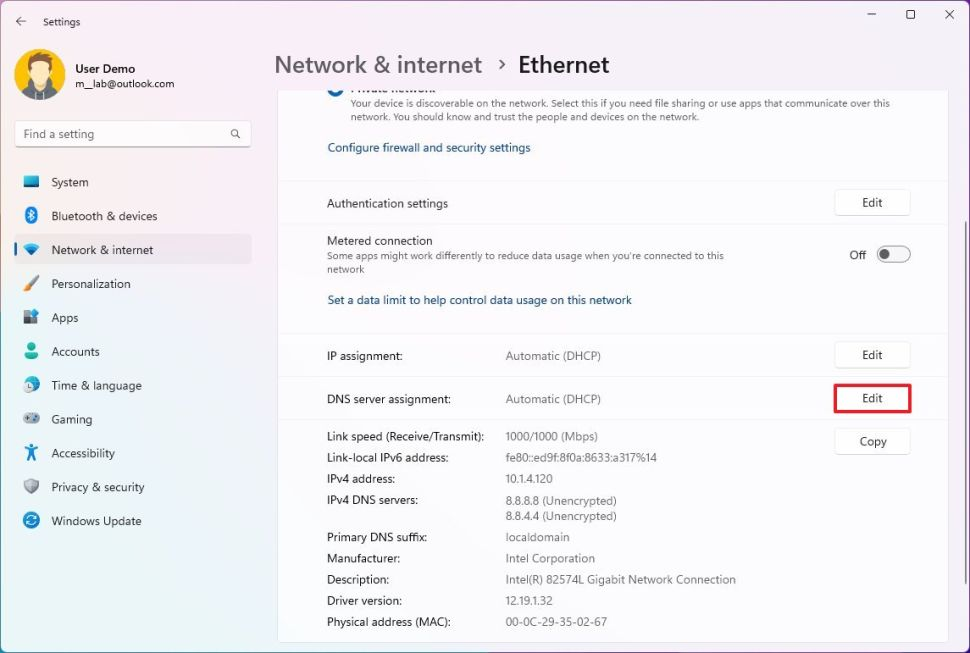 Ethernet, DNS Server Assignment
