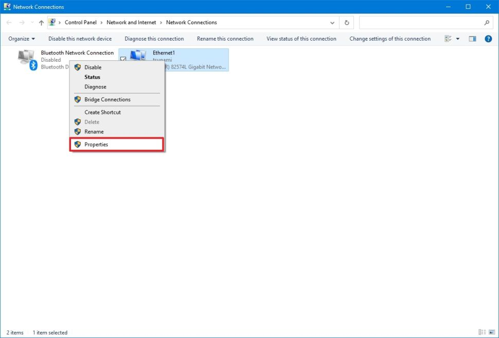 Network Connections, Control Panel, windows
