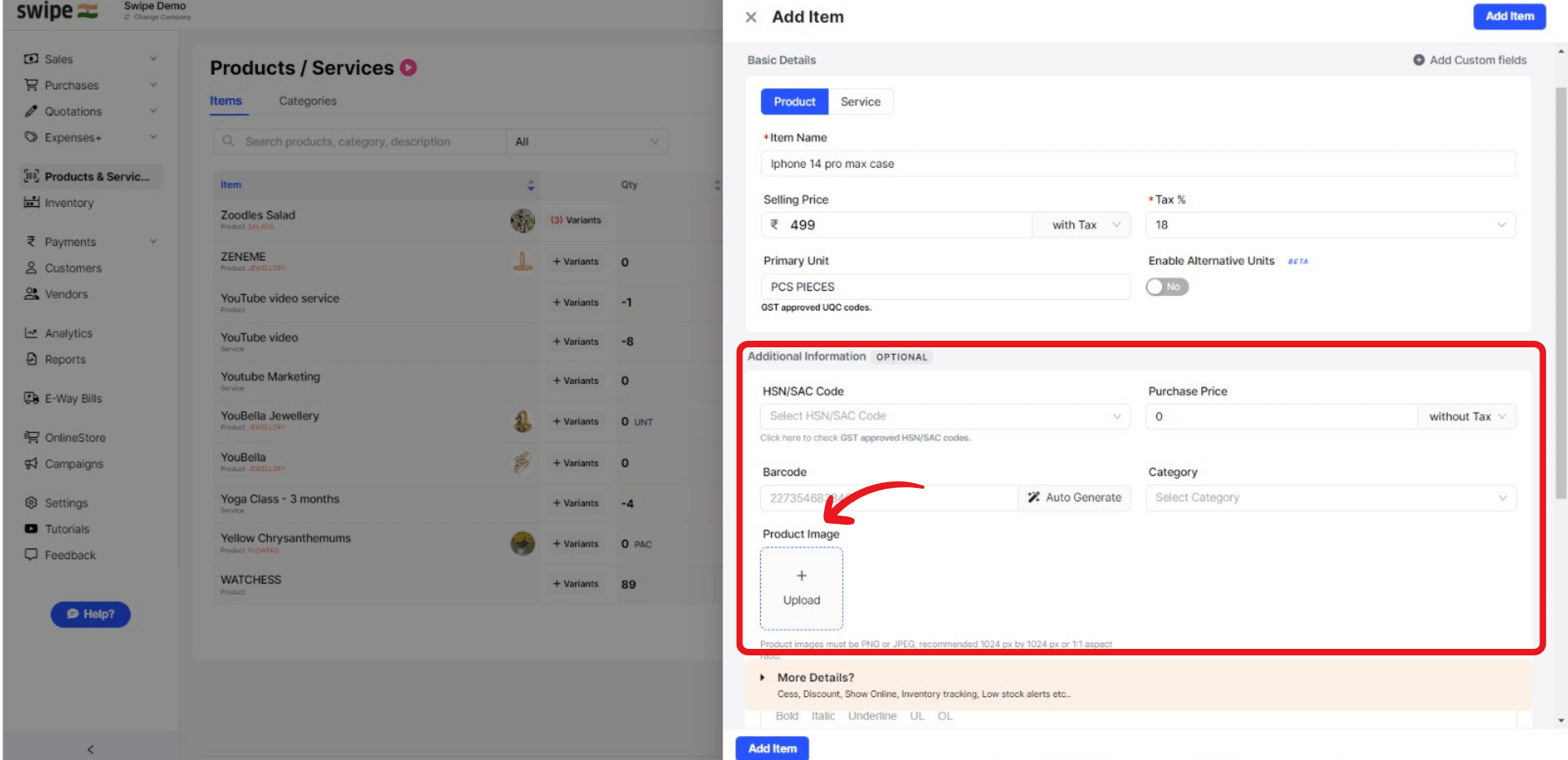 add an image to the product