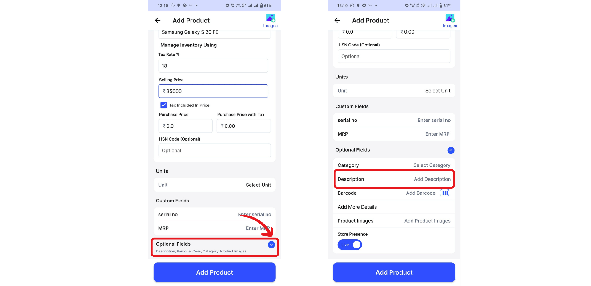 add the description of the product