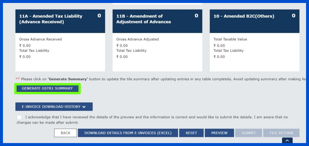 generate GSTR 1 summary