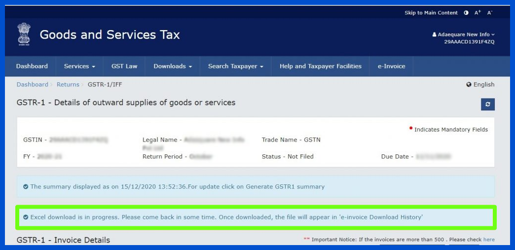 excel download in progress