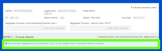 GSTR-1 summary updated succesfully