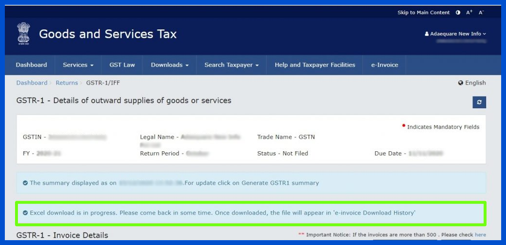 excel download in progress