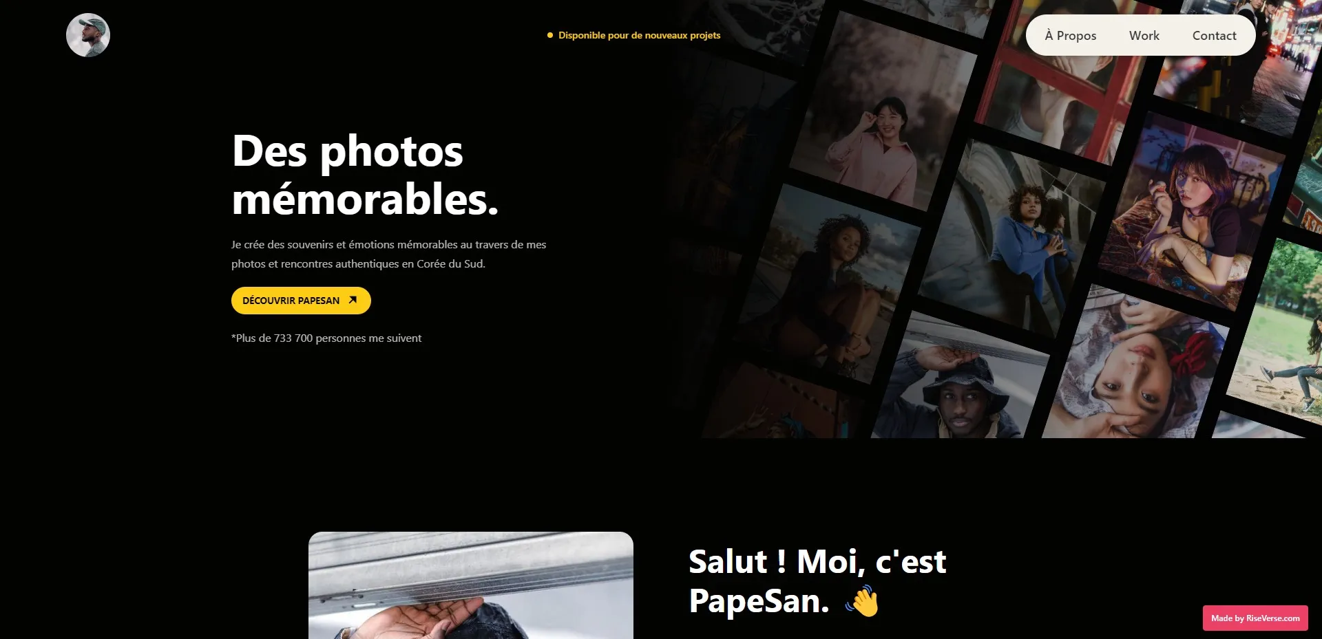 Création de site internet Webflow d'un Portfolio pour photographe