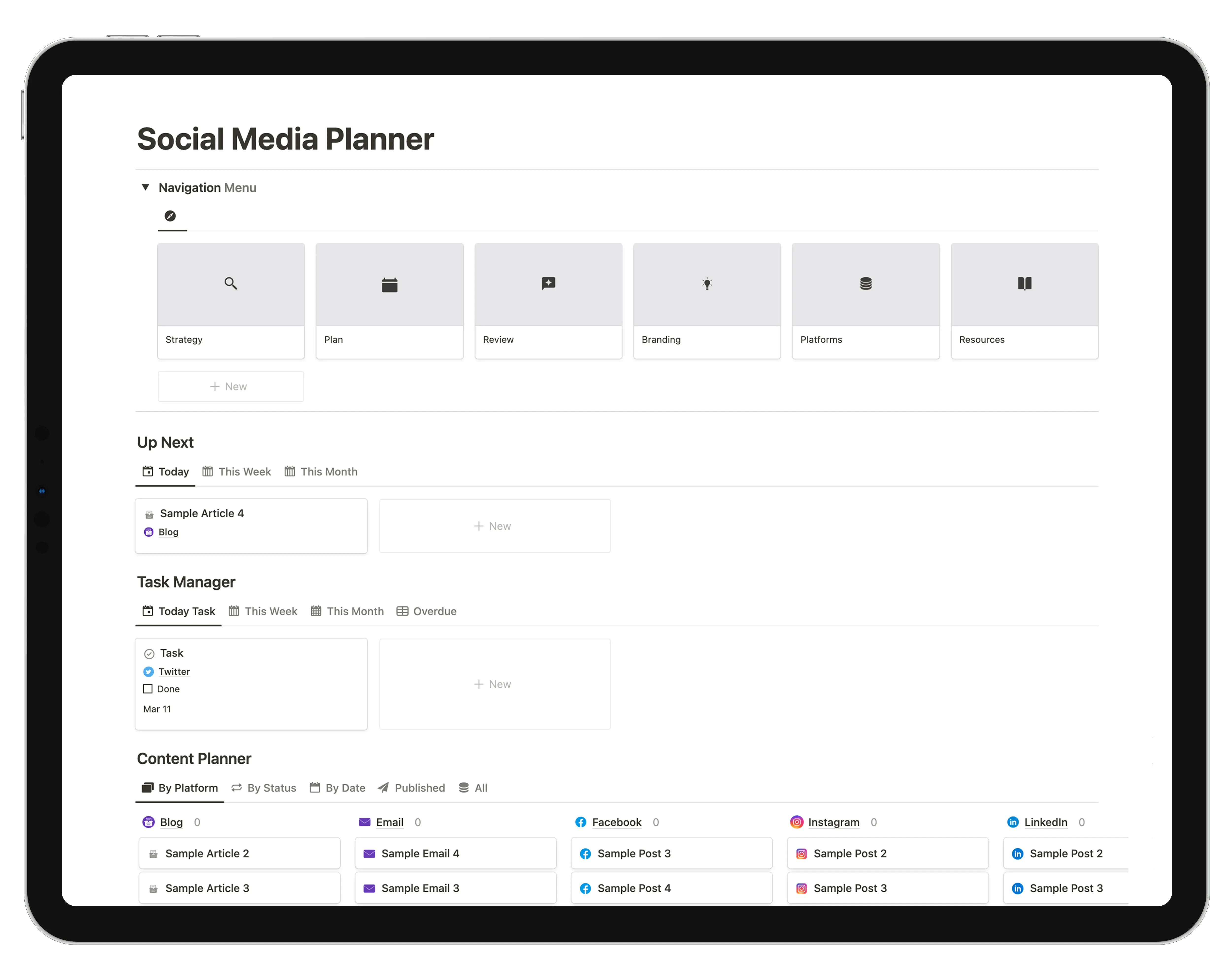 Notion Social Media Planner AllinOne Notion Template