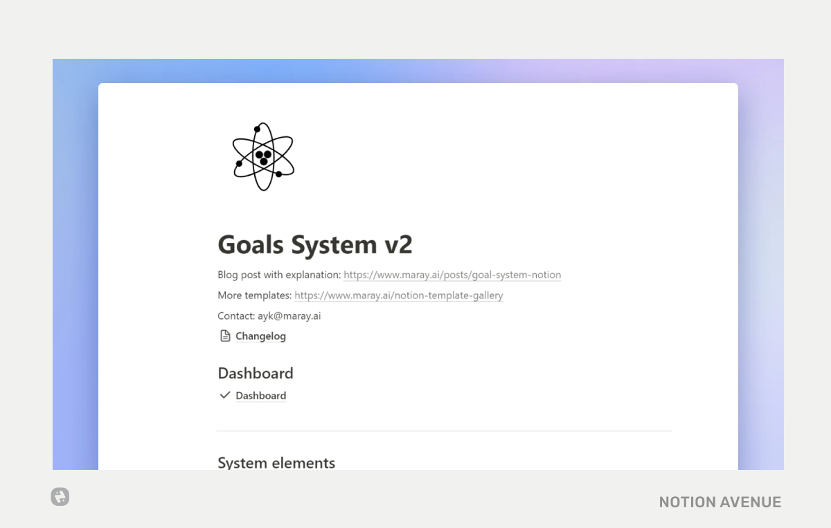 Notion Goals & Productivity System