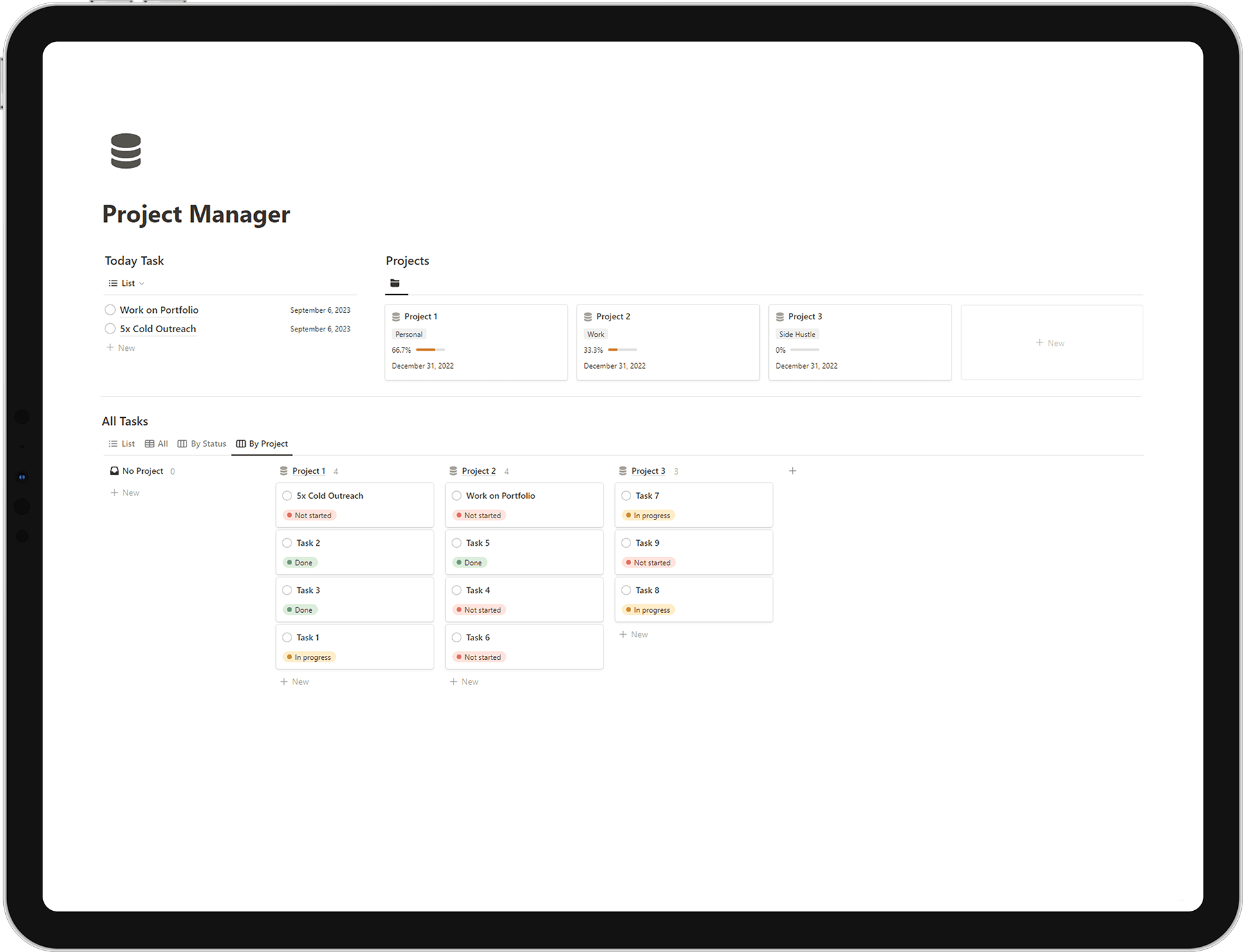 Project Manager - Free Notion Template