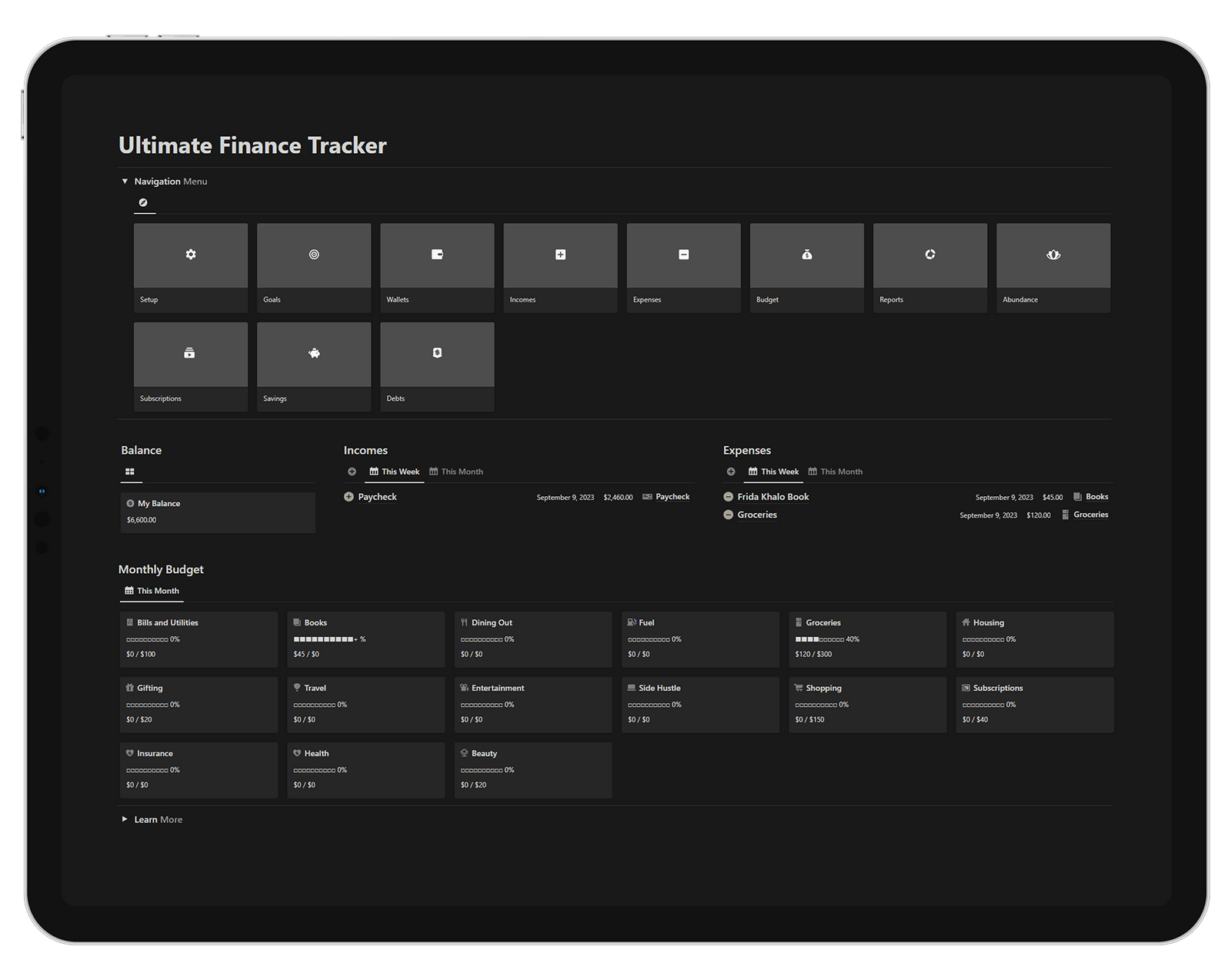 Notion Finance Tracker - All-in-One Notion Template
