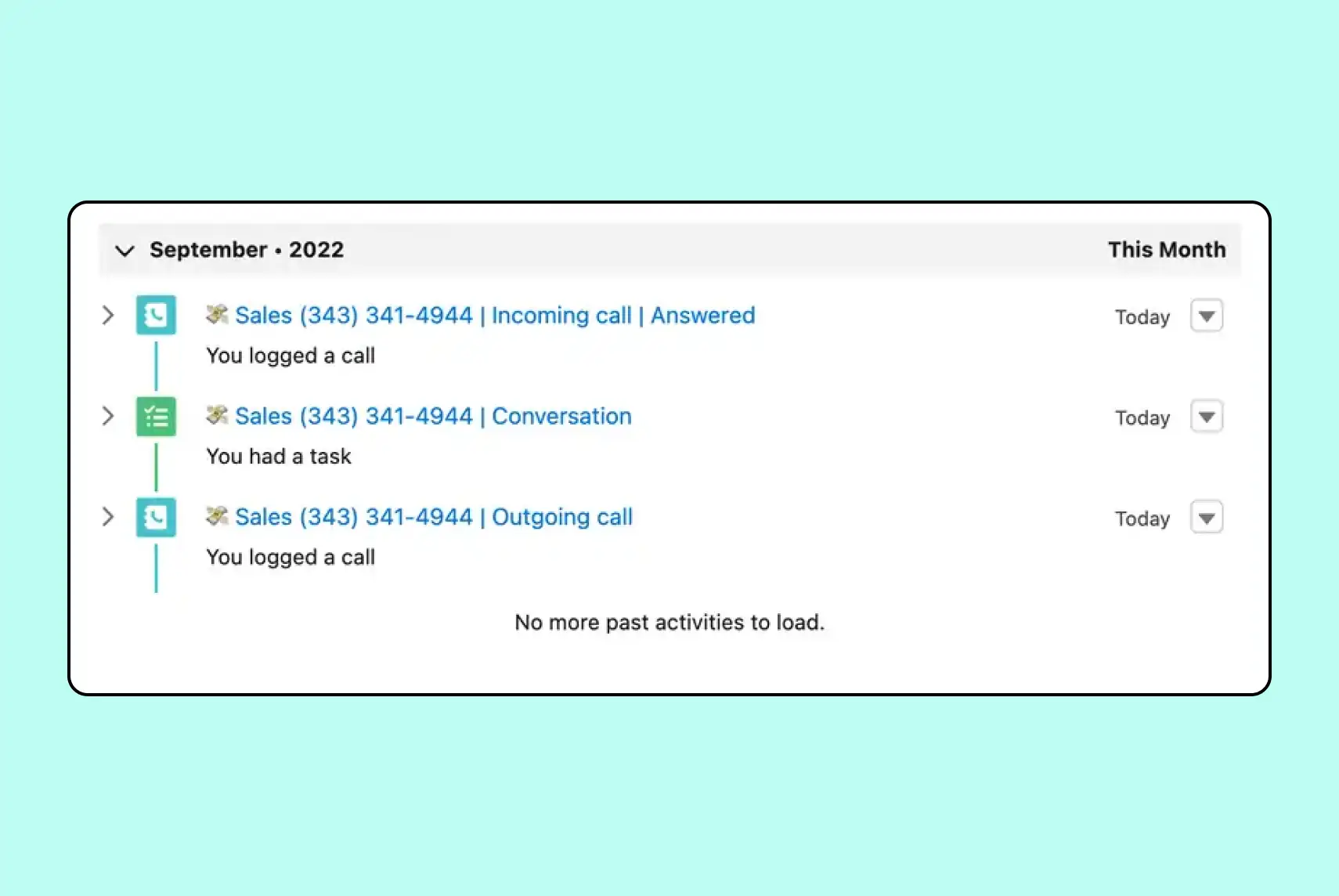 Salesforce call tracking call logging and recording