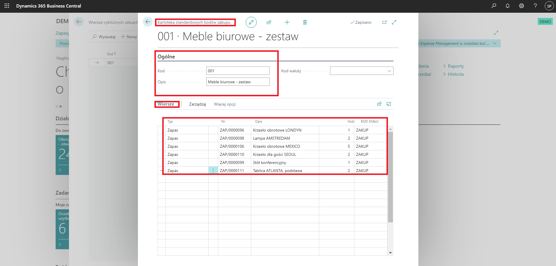 Tworzenie cyklicznych wierszy zakupu i sprzedaży w Microsoft Dynamics 365 Business Central