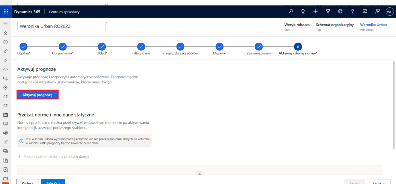 Konfigurowanie prognoz w Dynamics 365