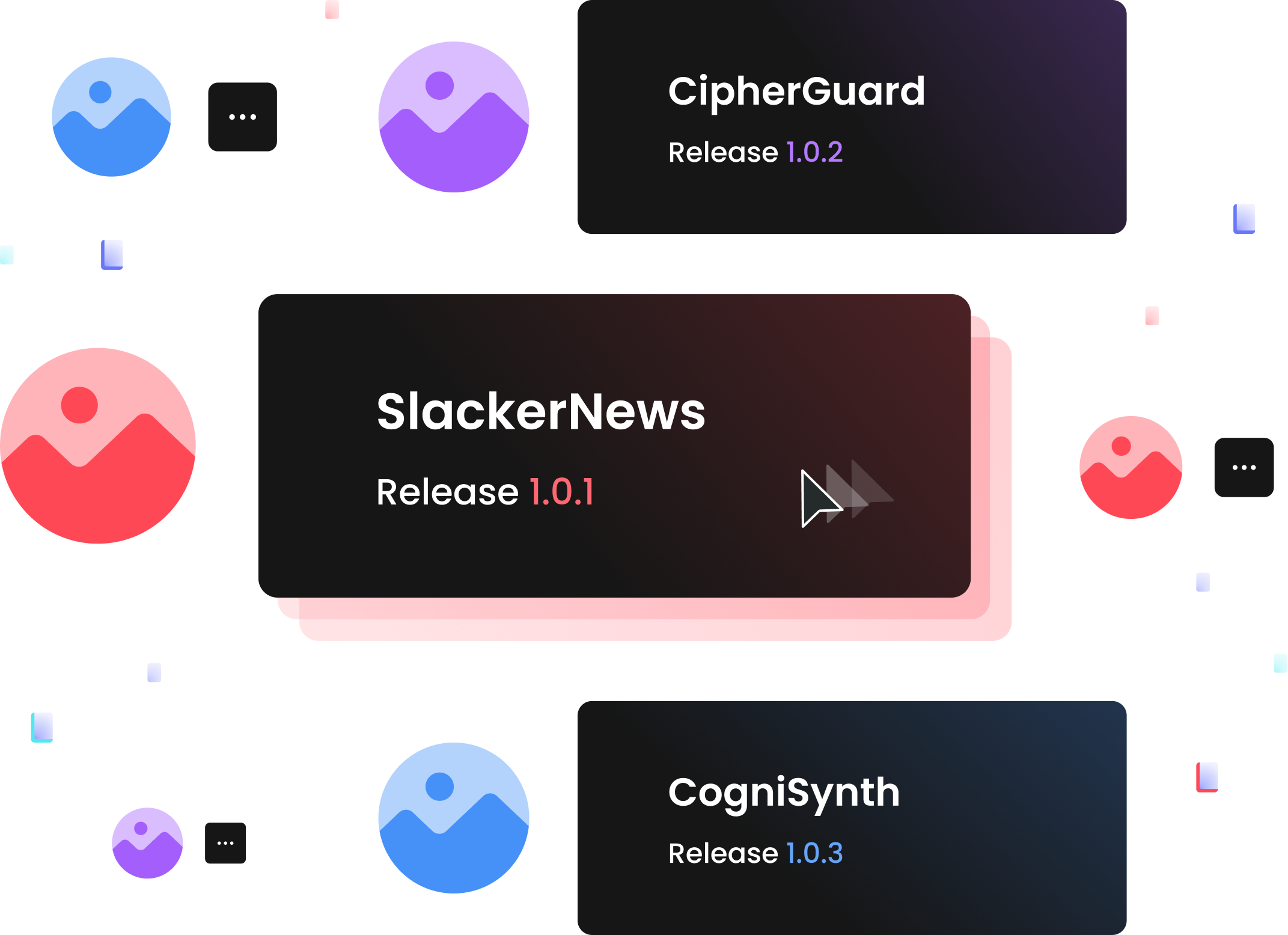 three applications with release versions